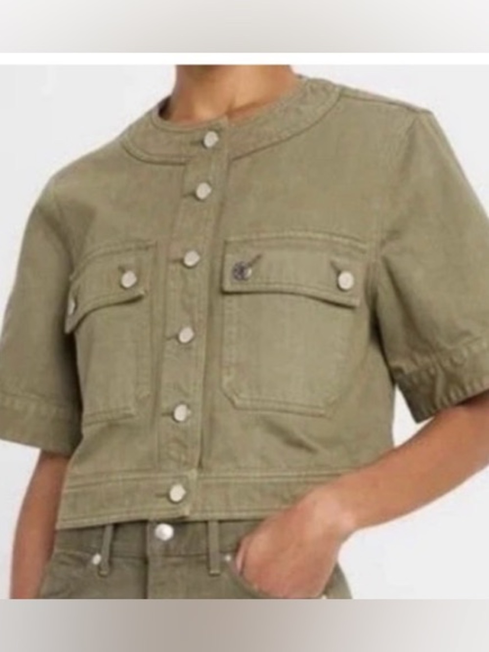 VERONICA BEARD Olive Green Elias short sleeve Utility Jacket